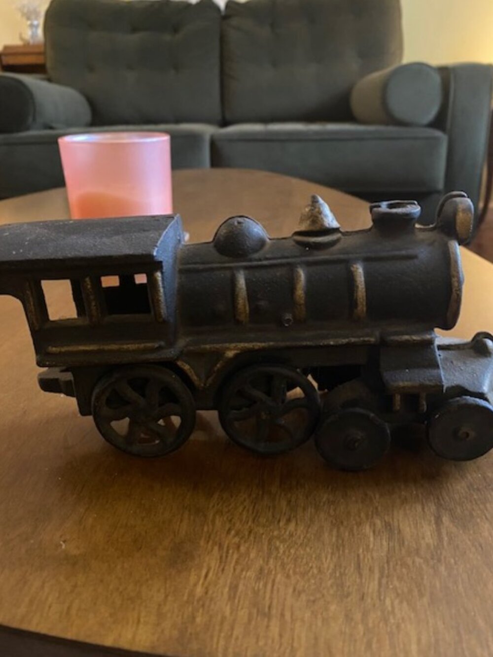 Vintage Cast Iron Black Train with/Gold Accents